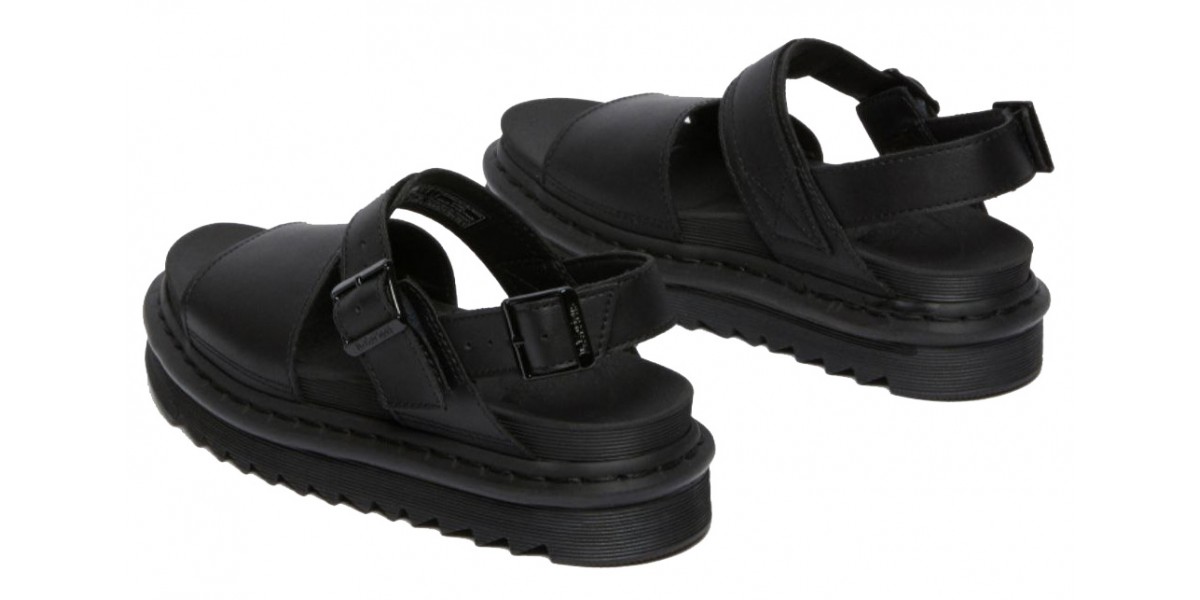 Dr. Martens Voss Black Leather Strap Sandals
